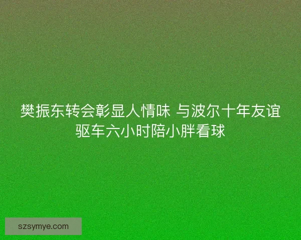 樊振东转会彰显人情味 与波尔十年友谊驱车六小时陪小胖看球