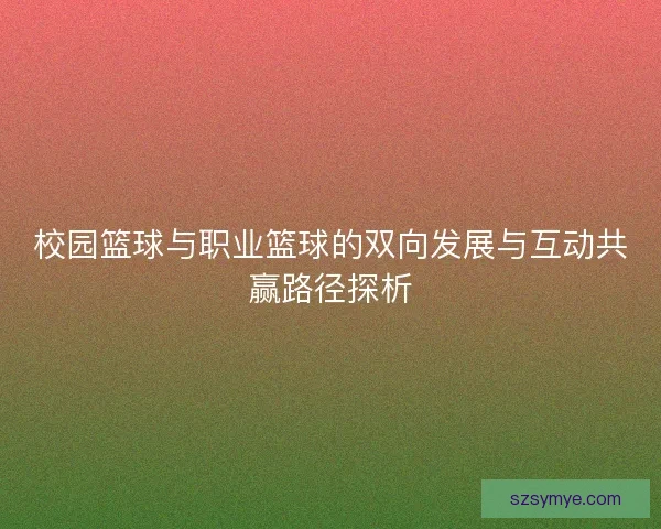 校园篮球与职业篮球的双向发展与互动共赢路径探析